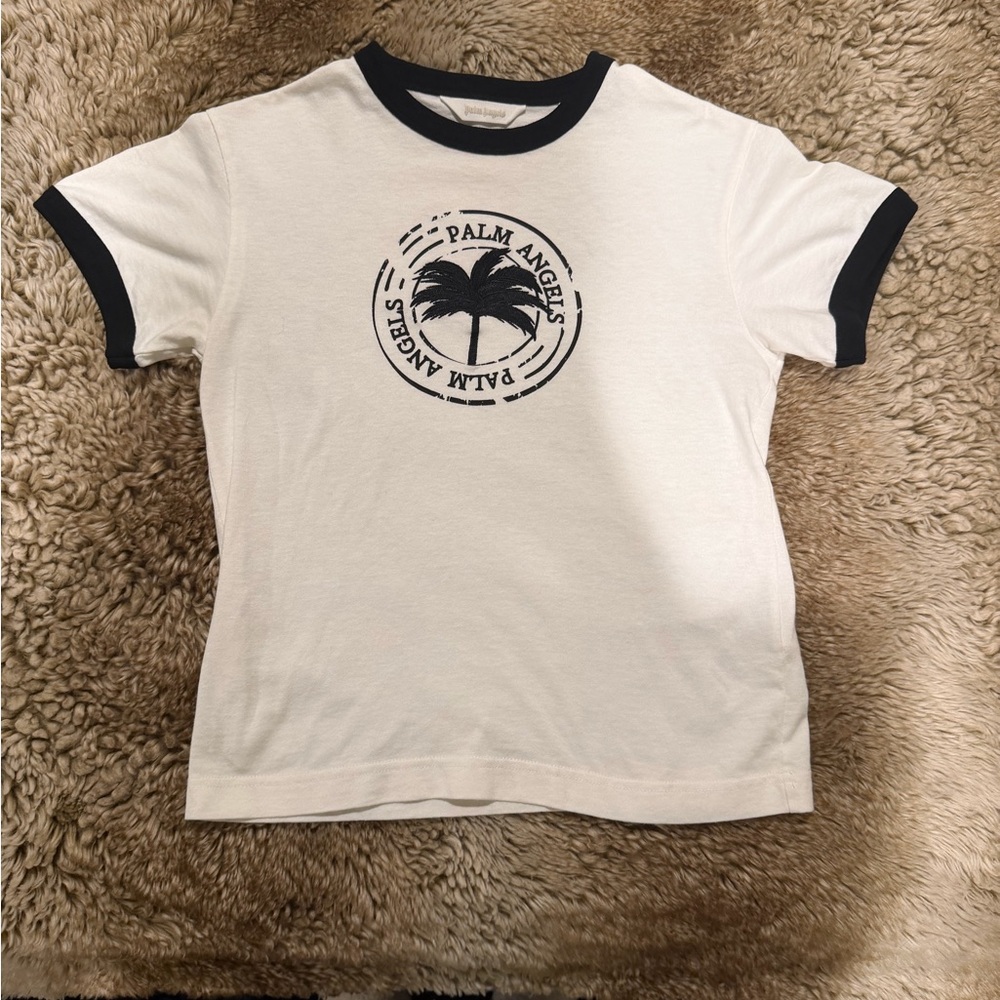 Palm Angels Kids White & Black Ringer Tee
